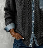 Bibianna | Long-Sleeve Shirt with Denim Patchwork